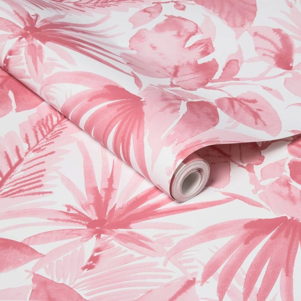 Tropical Leaves Peel & Stick Vinyl Wallpaper - Pink 27.5 Sq Ft